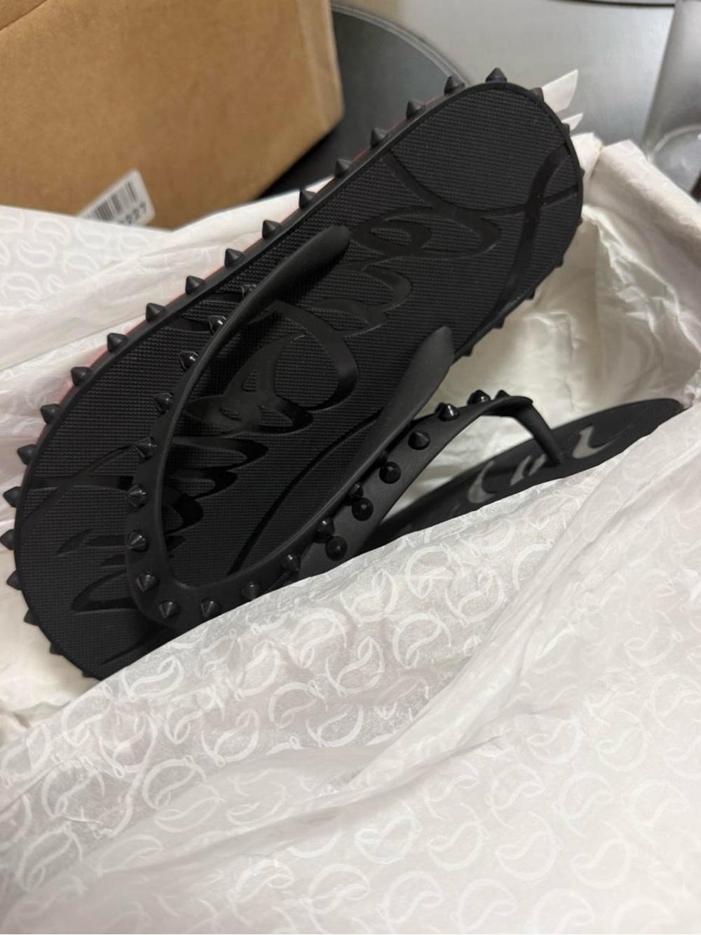 Christian Louboutin Studded Black Women's Flip Flops